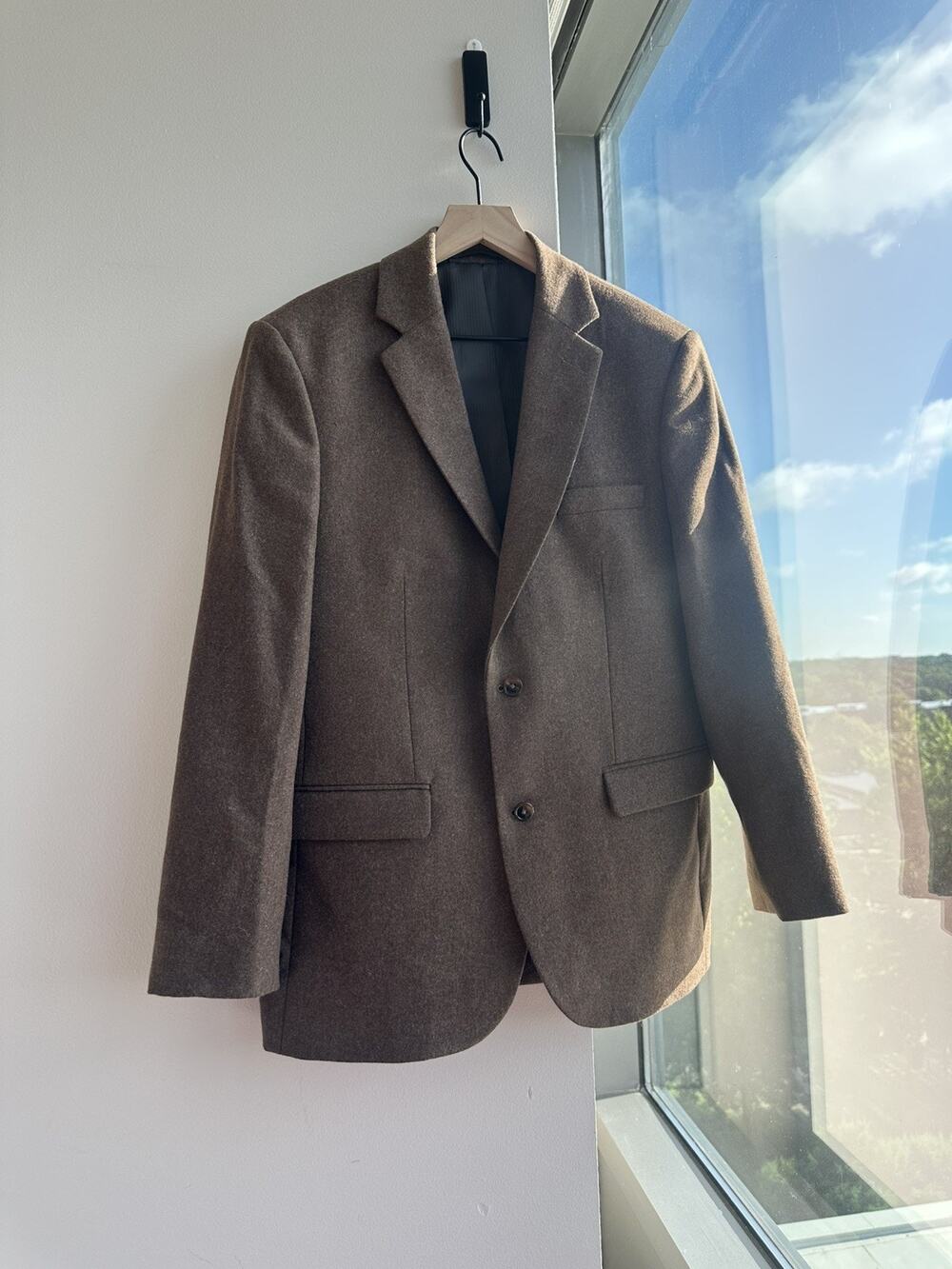 Huckberry Wills Brown Tweed Wool Blend 40R Single-Breasted 2-Button Notch Blazer